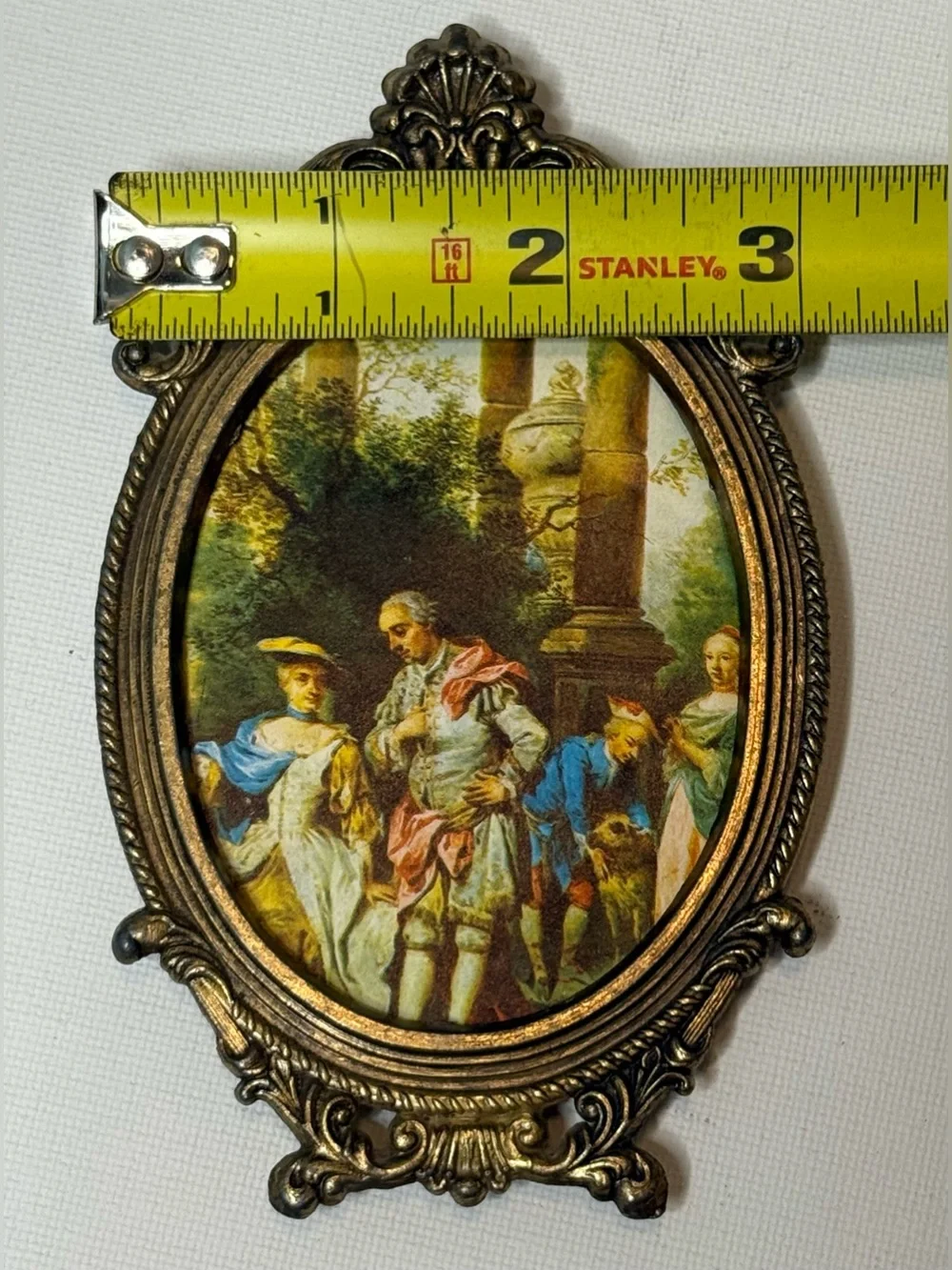 Set of Vintage Ornate Oval Antique Brass Rococo Picture Frames 5x3 Made In Italy